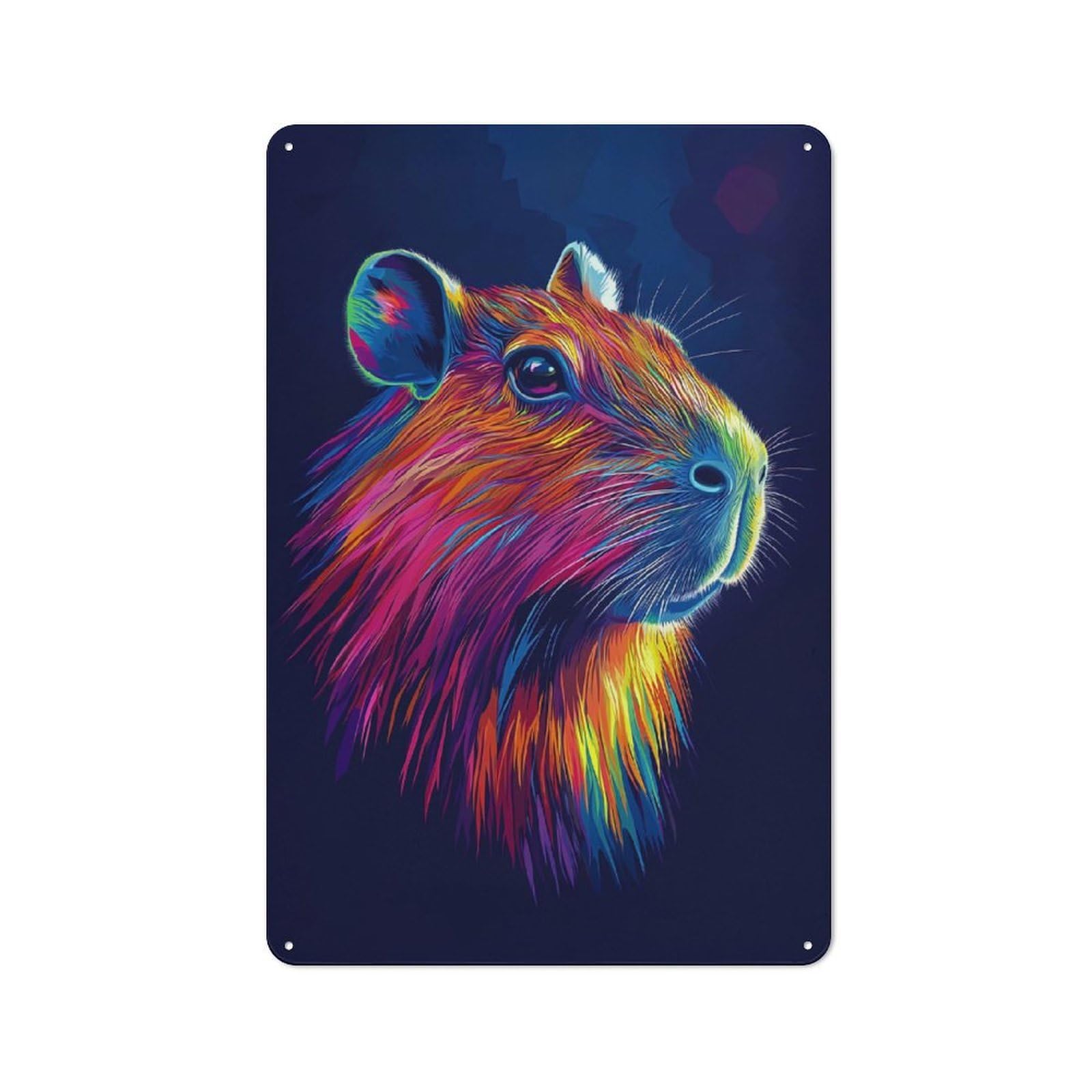 Capybara Rainbow Portrait Industrial-style Tin Sign 30x20cm for Garage Or Workshop, for Garage, Workshop And Man Cave Decoration