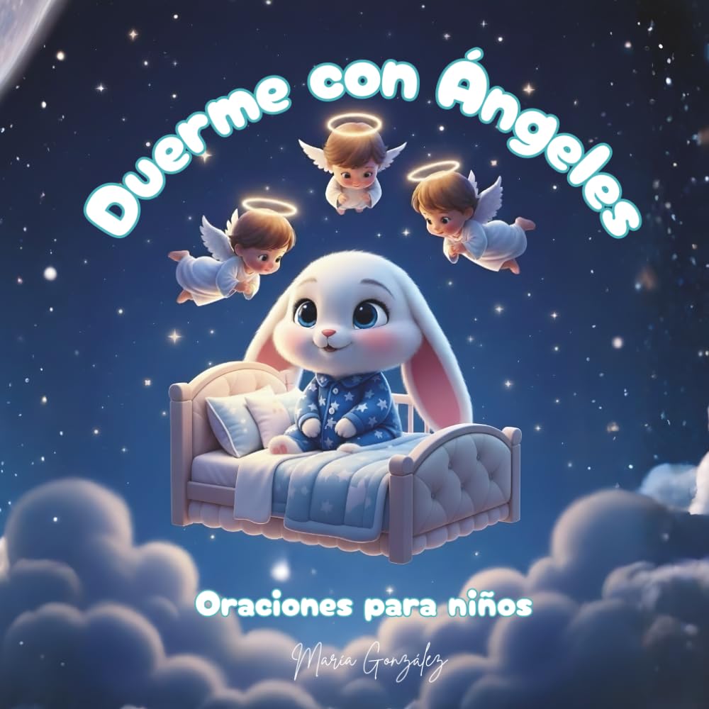 Duerme con Ángeles: Oraciones para niños, oraciones para dormir, oraciones de ángeles, ilustrado, 8,5X8.5 inches,... Regalo para navidad, fiestas, primera comunión