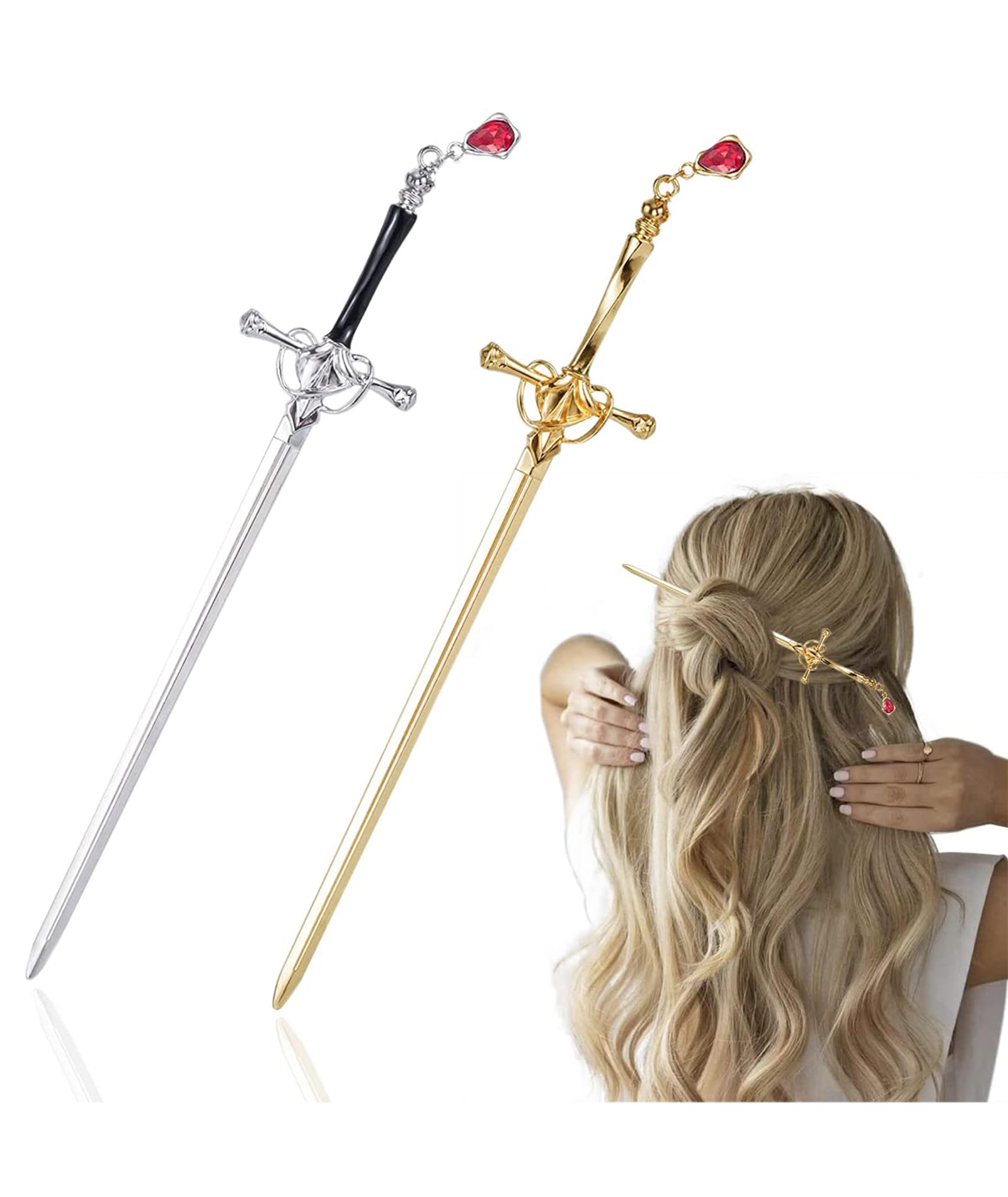 2 Pcs Hair Stick for Bun, Chinese Hair Pin for Hair Styling Elegant Bun Stick for Women, Traditional Hair Accessory for Weddings and Parties, (Black And Silver)-image-37