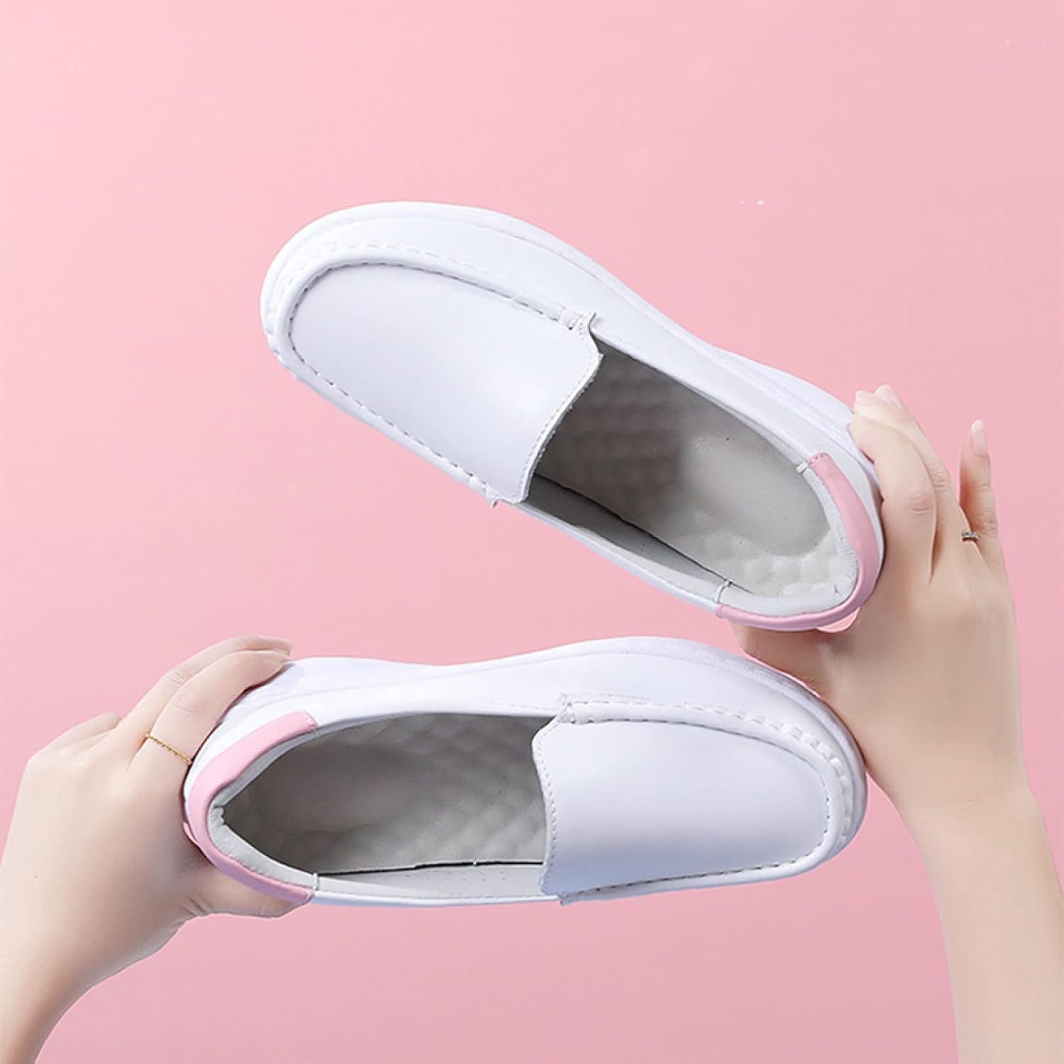 [IJGE] レディーススニーカー 厚底スニーカー 4cmスニーカー スリッポン 紐なしスニーカー 通気 ウォキングシューズ 疲れに