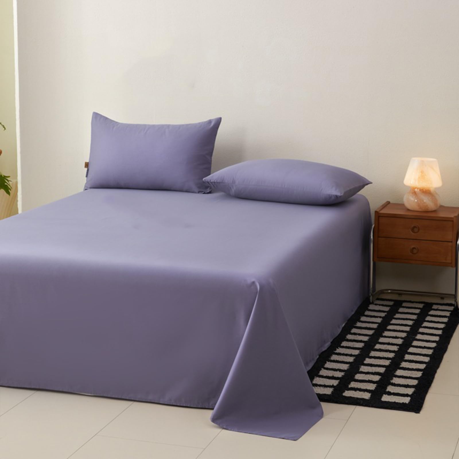 Bettlaken 230x260cm Grau | Baumwolle,Einfarbig,Bettlaken für Doppelbetten,mit 2 x Baumwolle Kissenbezug von 50 x 75 cm,Ganzjahres,Weich & atmungsaktiv
