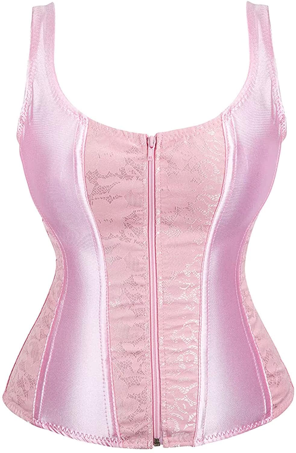 Women's Lace up Gothic Jacquard Shoulder Straps Tank Overbust Shaper Corset Bustiers Top