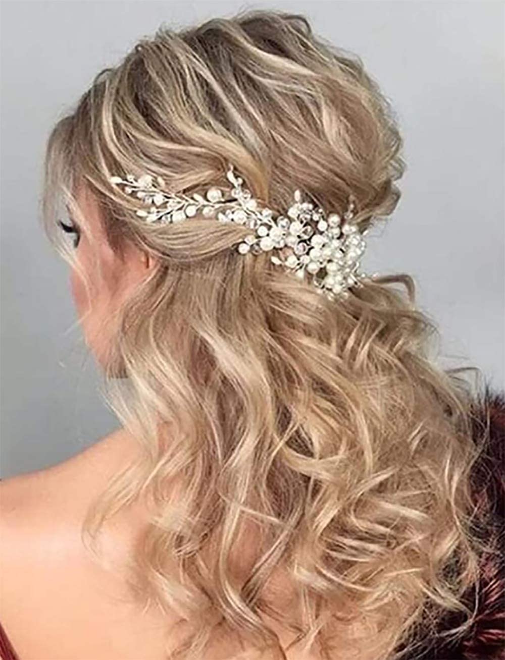 Cerchietto Per Capelli Da Sposa Con Fiori E Foglie In Argento, Fascia Flessibile Con Nastri, Accessorio Matrimonio