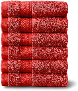 TT ThreadTrade Premium Pack of 6 Guest Towels Flannels-Soft and Absorbent 100% Egyptian Combed Cotton 6 washcloths Fingertip 30x 45 cm 500 GSM (Red)