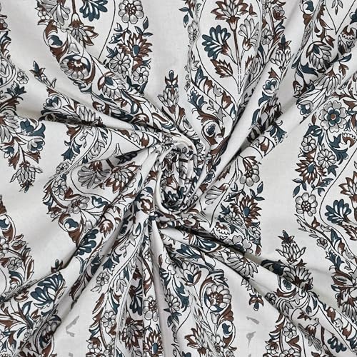 Image of 100% Cotton Single Bedsheet with 1 Pillow Cover | 240 TC Pure Cotton Flat Bed Sheet | Traditional Jaipuri Printed Bedding Set | Soft & Breathable | 60 x 90 Inch (Rangmahal Single 31)