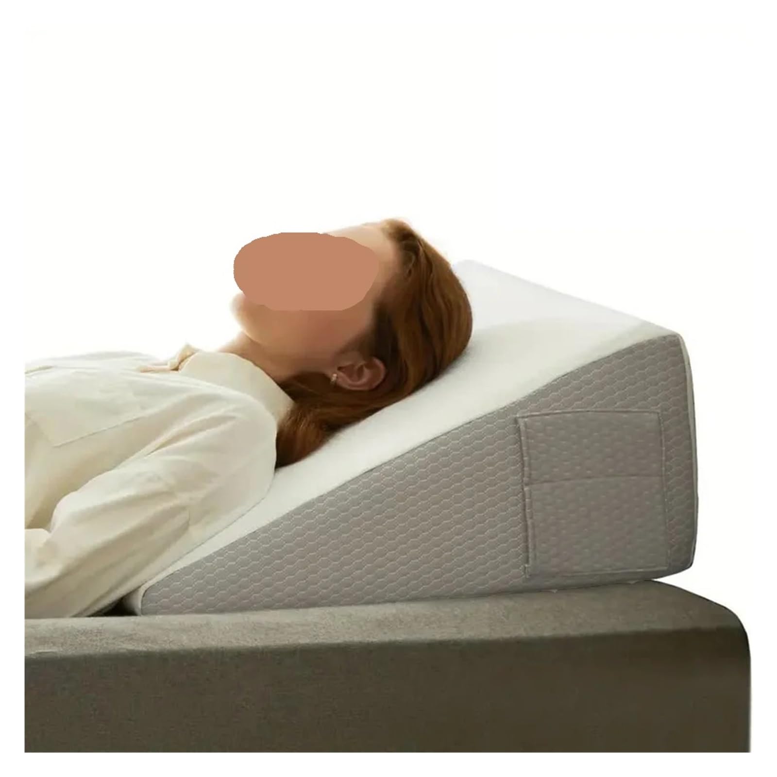 Almohada de cuña Cama Espuma viscoelástica Triangular | Posicionador corporal con capota blanda for uso al dormir con elevación de piernas(Gray-White)