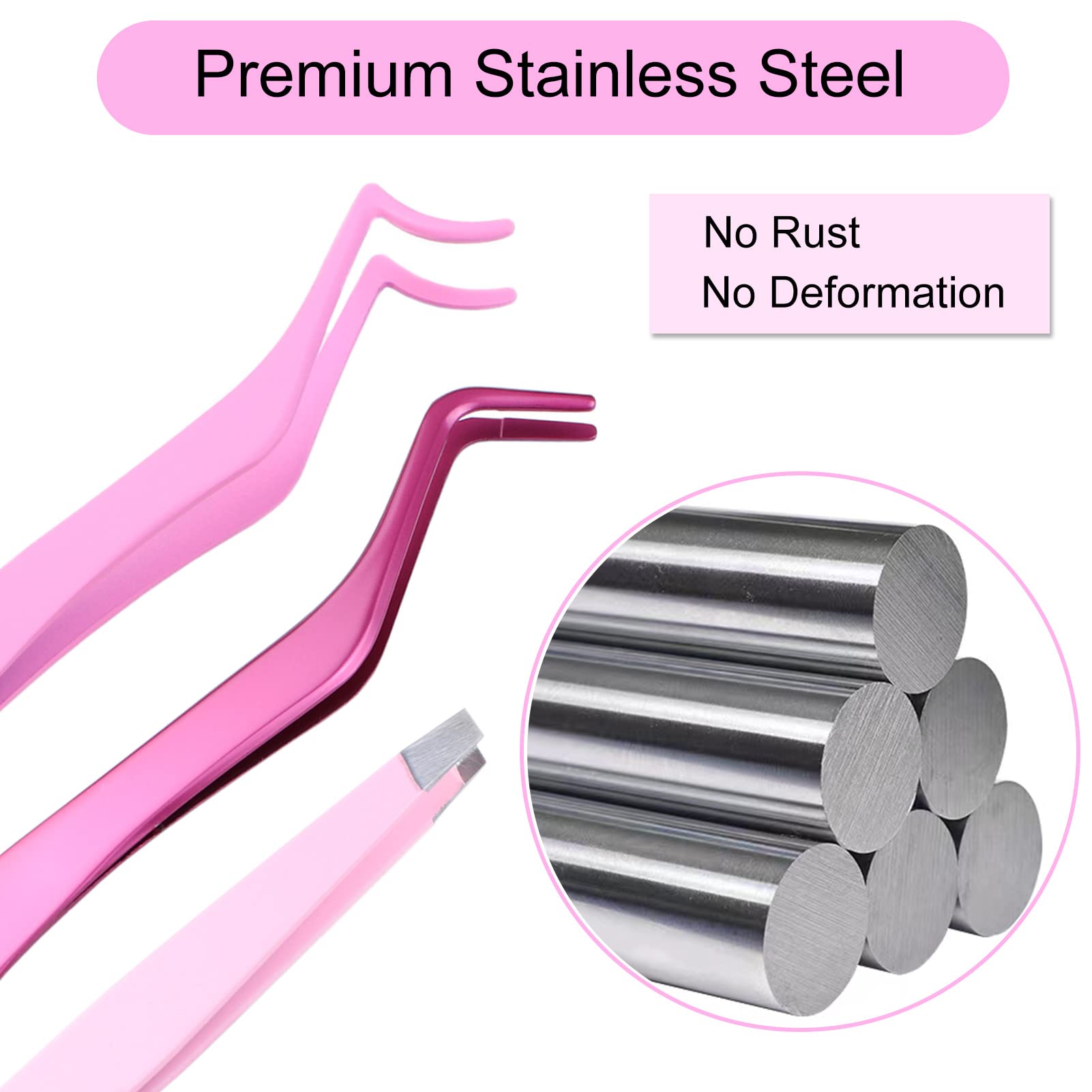 Lash Clusters Eyelash Extension Kit - 3pc Lash Tweezers Set, False Eyelashes, Individual Lash Extension Tweezers & Applicator Tool - Image 2