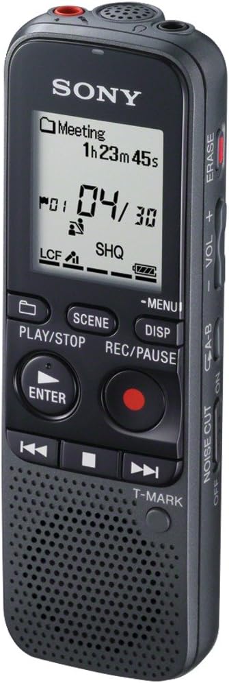 Dictaphone Sony ICD-PX333.CE7 Noir - Enregistrement MP3 Haute Qualité, 4 Go, Activation Vocale