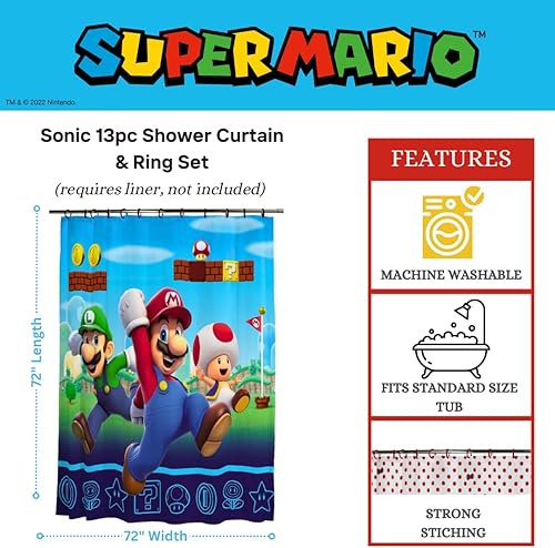 Miniatura 49 de Franco Juego de cortina de ducha y anillos de 13 piezas de Peanuts (producto 100% oficial)