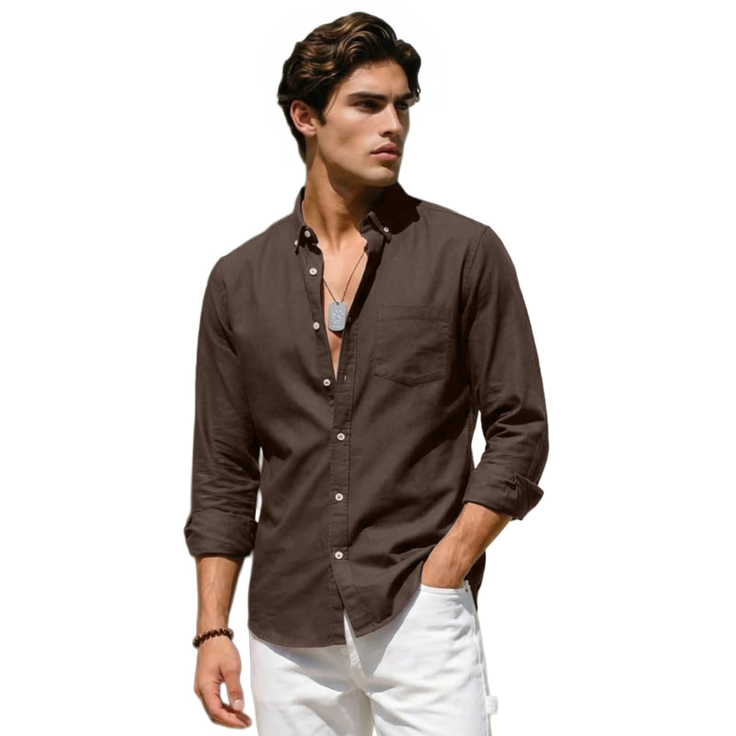 Men's Cotton Full Sleeve Regular Fit Solid Oxford Shirt with Button-Down Collar-image-12
