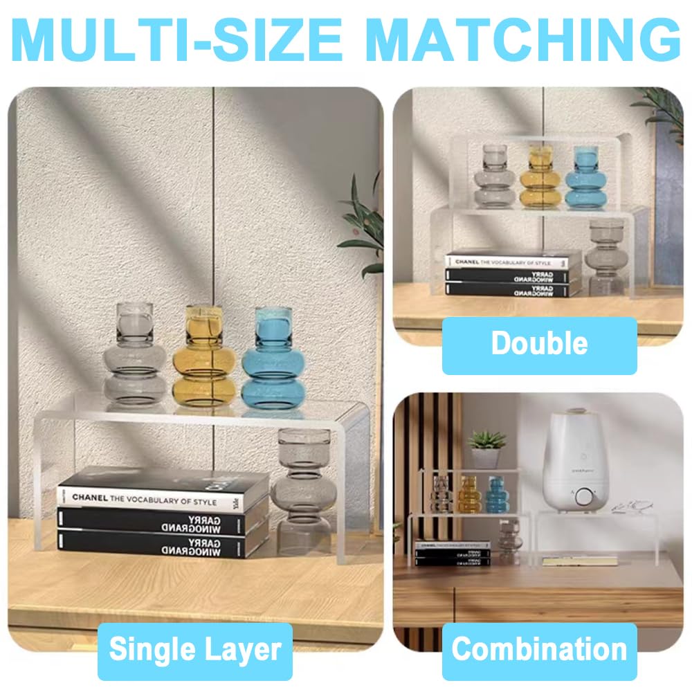 Set di 8 espositori in acrilico con ripiani in cristallo, espositore per cupcake, dessert, caramelle, bambole, profumi, action figure (grandi dimensioni, 8 pezzi)