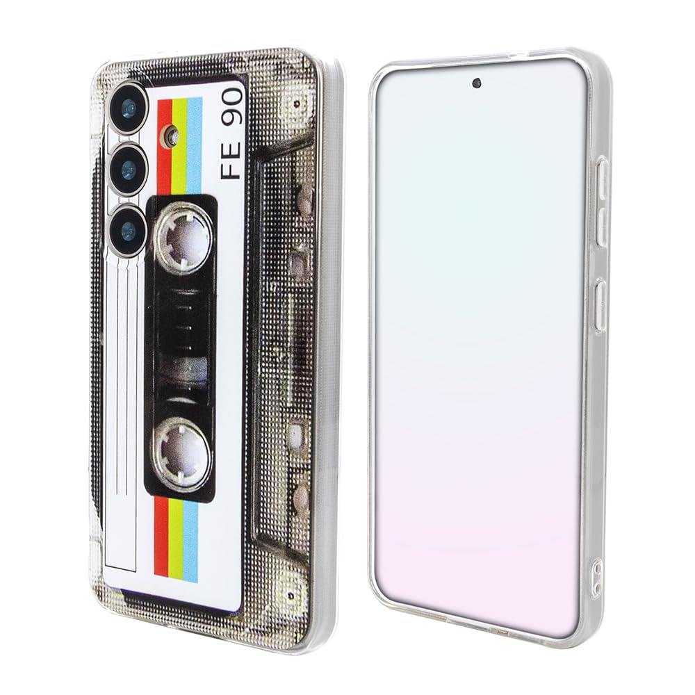 TNCYOLL Compatible with Samsung Galaxy S25 Case, Unique Retro Design Soft Cool Cassette Tape Music Phone Cases Cover for Samsung S25 Black