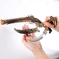 Vista 2 de Juego de espada pirata y pistola de juguete con funda, daga de plástico para niños, accesorios de disfraz de Halloween