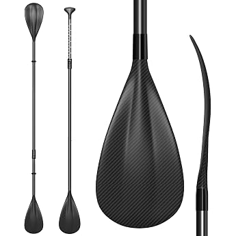 Awstrokine 2-in-1 SUP Paddle [Carbon or Aluminium], 4 Pieces Foldable &amp; Adjustable with Reinforced PP Blades for Kayak and St