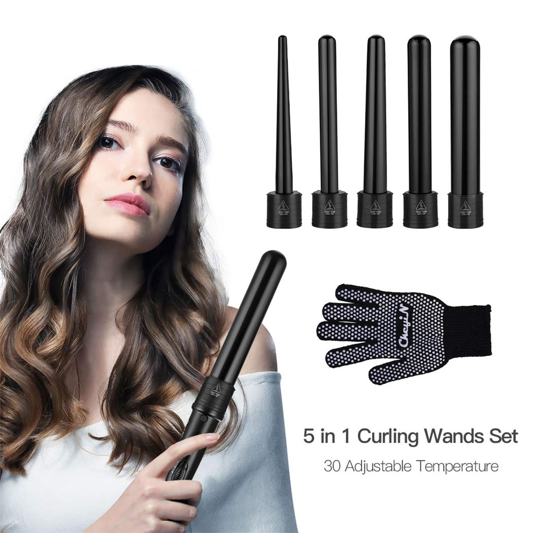 CkeyiN Rizador de Pelo Automático, Rizador Pelo, Rizador Portátil, Barril de Cerámica de Calentamiento Rápido con 3 Ajustes de Temperatura,Rizador Inteligente, Rizadores Para Cabello Medio y Largo