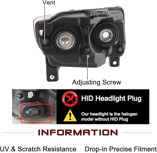 Miniatura 3 de JSBOYAT No apto para faros delanteros halógenos Cherokee, repuesto para Jeep Grand Cherokee 11-13 11-17 Jeep Compass OE faros delanteros izquierdo