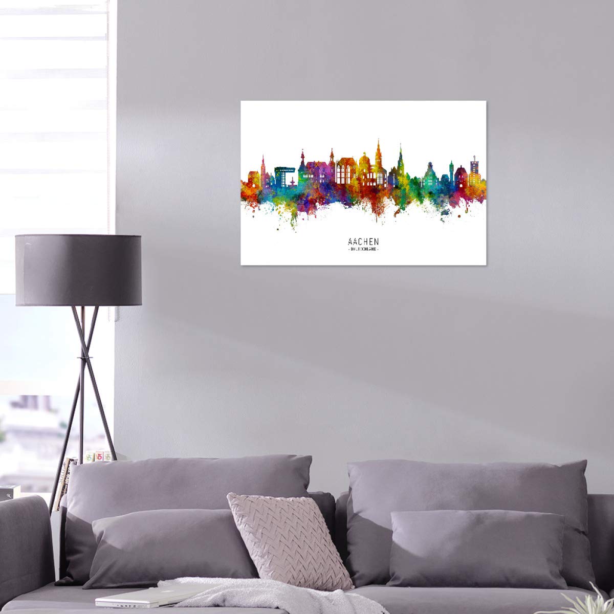 artboxONE Alu-Print 60x40 cm Aachen Germany Skyline txt von Künstler Michael Tompsett