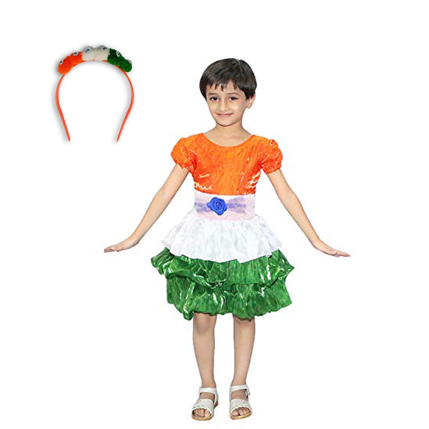 Kaku Fancy Dresses Polyester Girls Frock Costume For Independence Day/Republic Day -Multicolour, 5-6 Year, For Girls (B0D2RT6CGW) Amazon Price History, Amazon Price Tracker