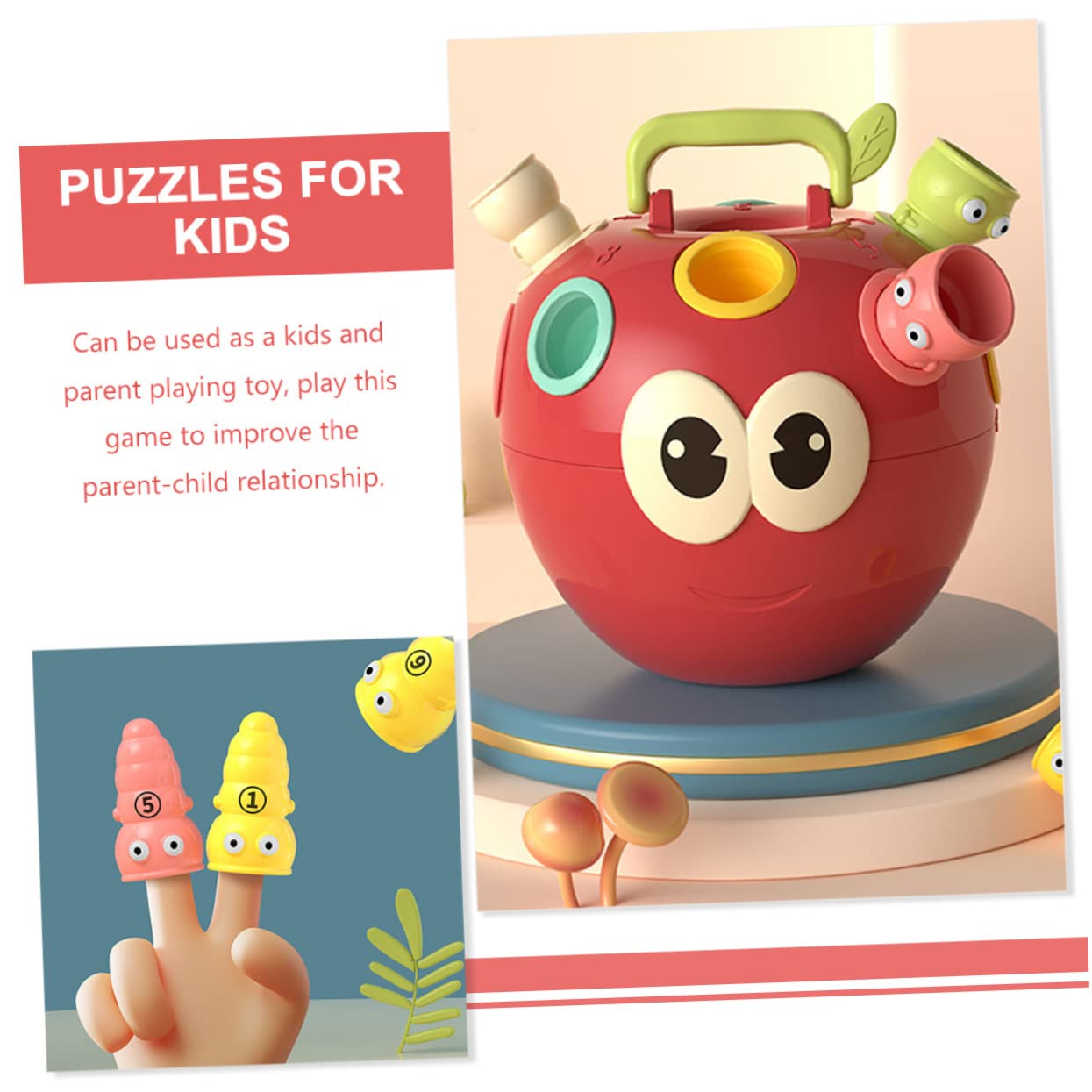 BESTonZON Jeu Éducatif D'association de Couleurs et Formes pour Tout-Petits, 1 Pomme 10 Plastique Sûr, Développement Cognitif et Coordination Œil-Main, Éveil Garçon et Filles Préscolaire