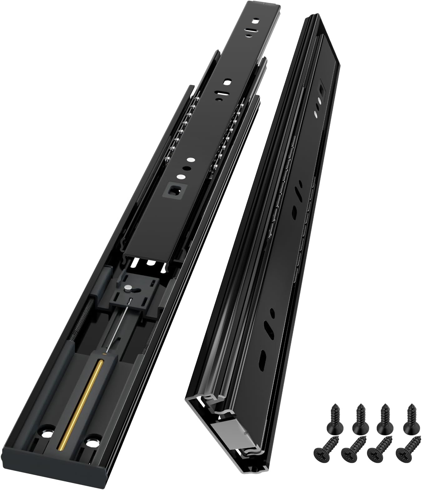 AOLISHENG Soft Close Drawer Runners Drawer Slides 350mm Heavy Duty 45kg Load Capacity Draw Sliders Full Extension Ball Bearing Kitchen Cabinet Replacement Draw Runners Side Mount, Black 1 Pair