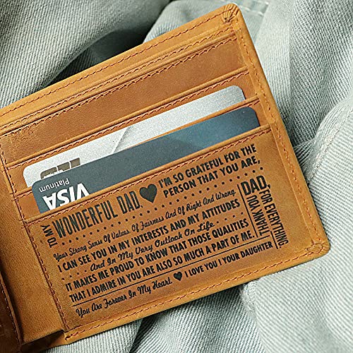 Letoor Dad wallet from daughter Personalized Slim Biflod Leather Wallet for Dad,Gifts for Birthday,Father's Day,Christmas day. - Image 6
