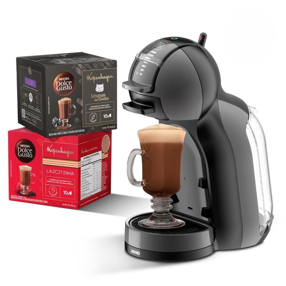Kit Cafeteira Dolce Gusto Mini Me Preta 220v + Bebidas Kopenhagen