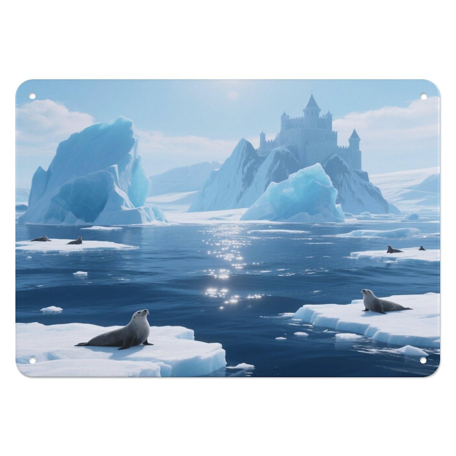 Fekiloot Style Iceberg Ocean Wall Decor Iron Painting Metal Sign
