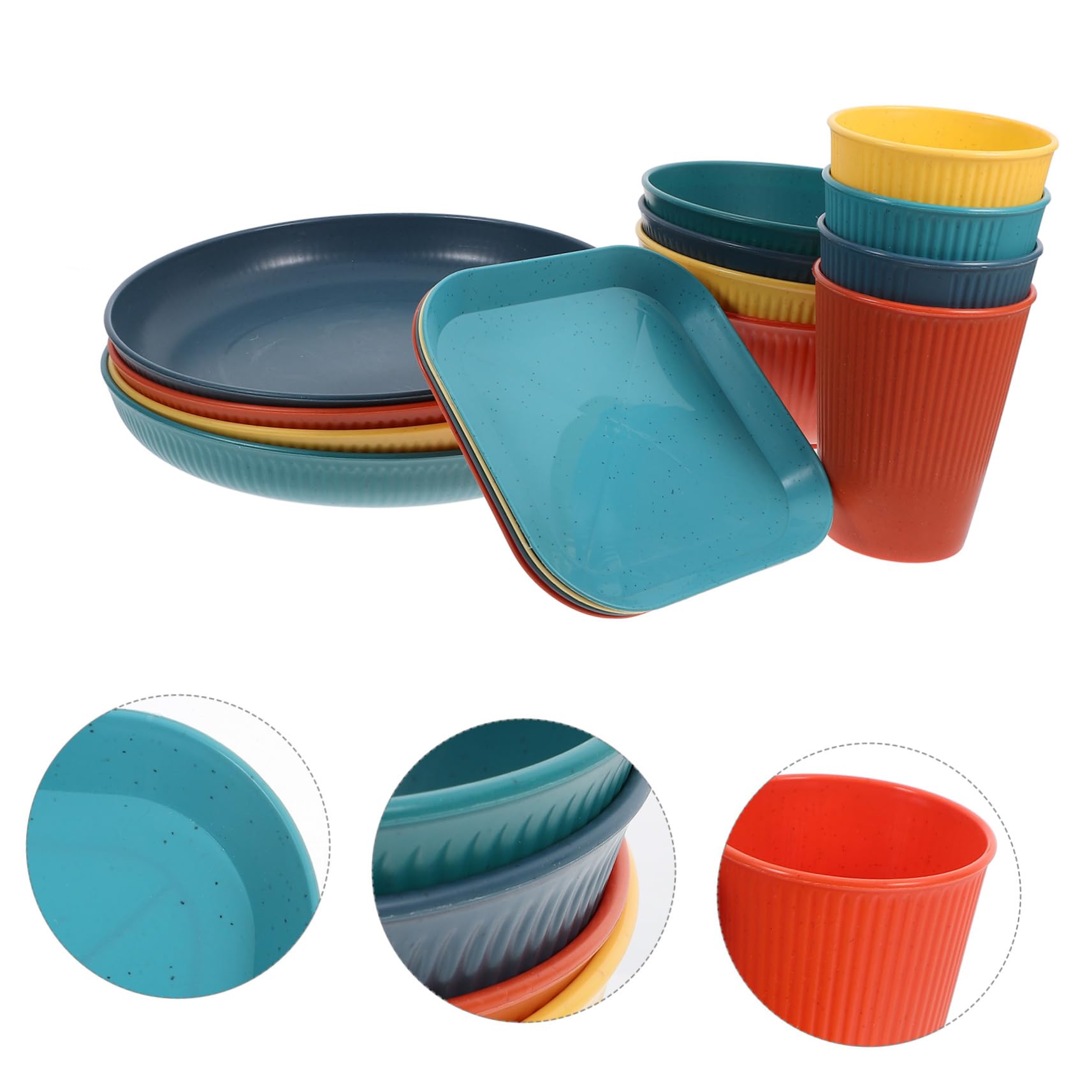 OUNONA 1set Unbreakable Dinnerware Set Plates Bowls Cups for Camping Parties Outdoor Gatherings Stylish Design Lightweight and Tableware