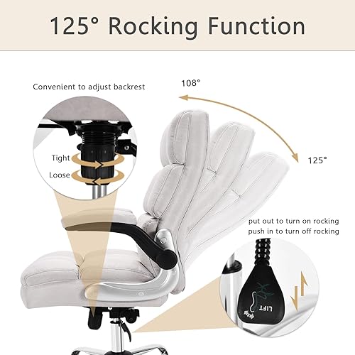 Miniatura 5 de POWERSTONE Silla de oficina ergonómica grande y alta, respaldo alto, silla de escritorio ejecutiva para computadora, tapizada, cómoda, silla de