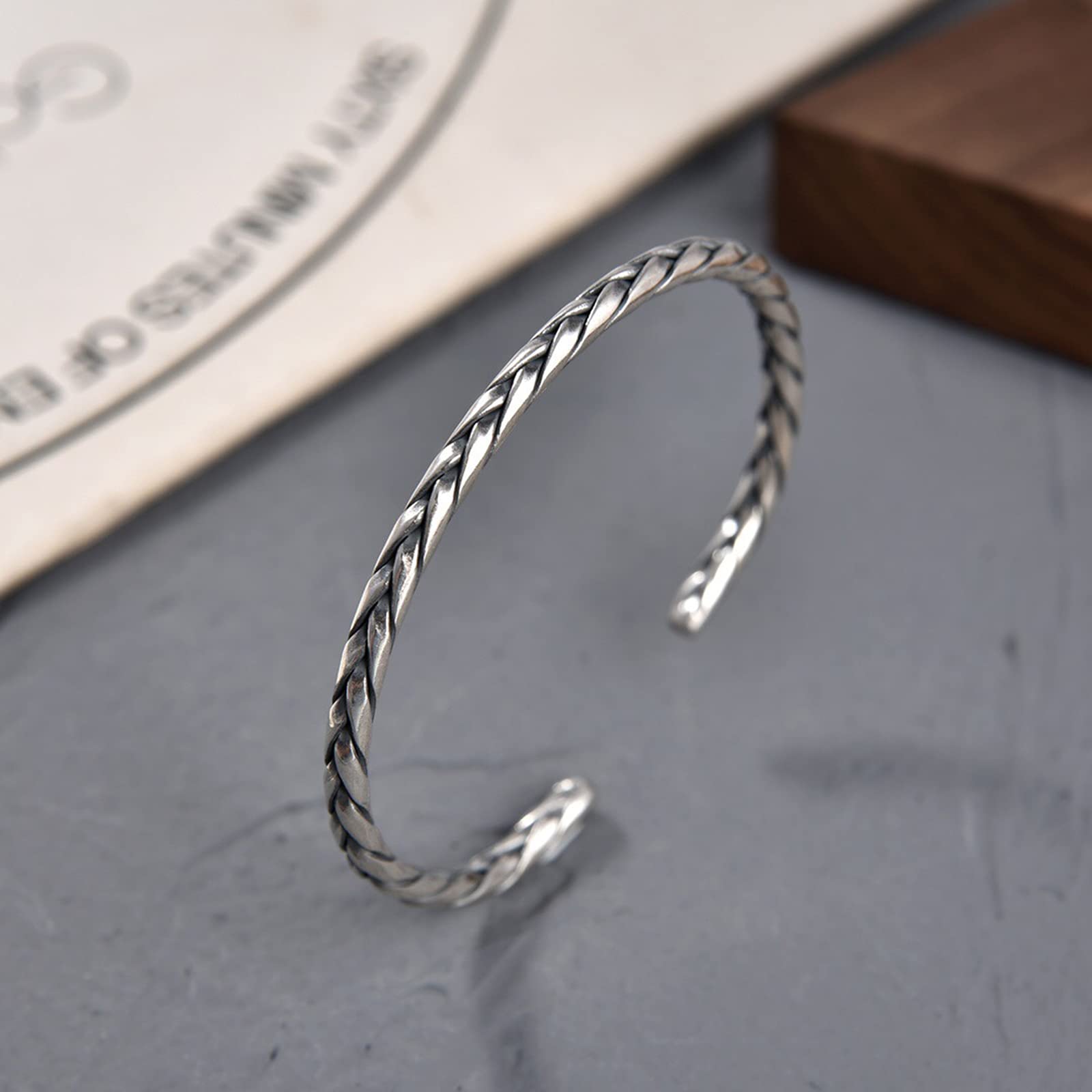 LYGXWJFC Mode Armreif Frauen Männer Schmuck Solide 925 Sterling Silber Weben Armreif Geschenk