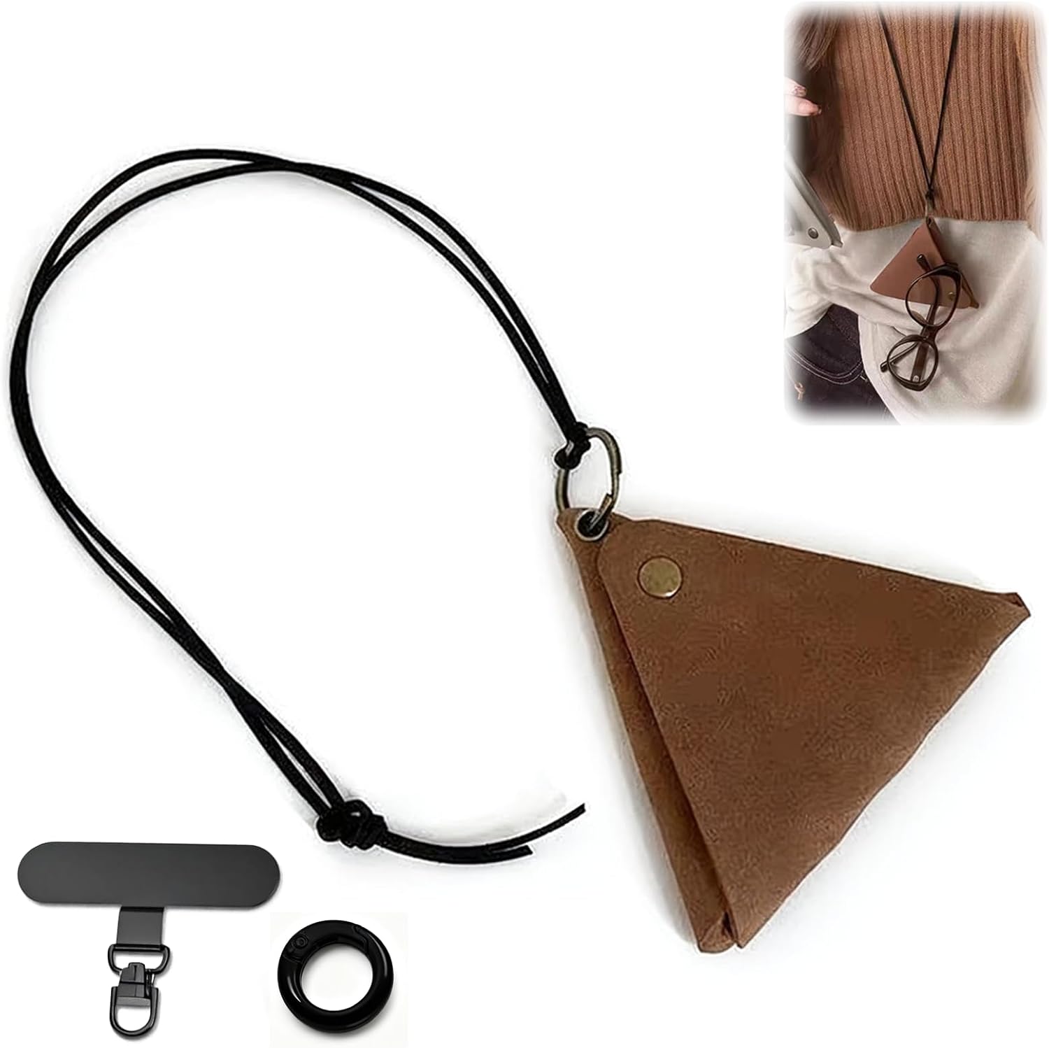 MIUPOO Neck Hanging Glasses Clip,Glasses Bags Fashion Portable Case,Women's Eyeglass Chains,Sunglasses Hanging Rope Necklace.