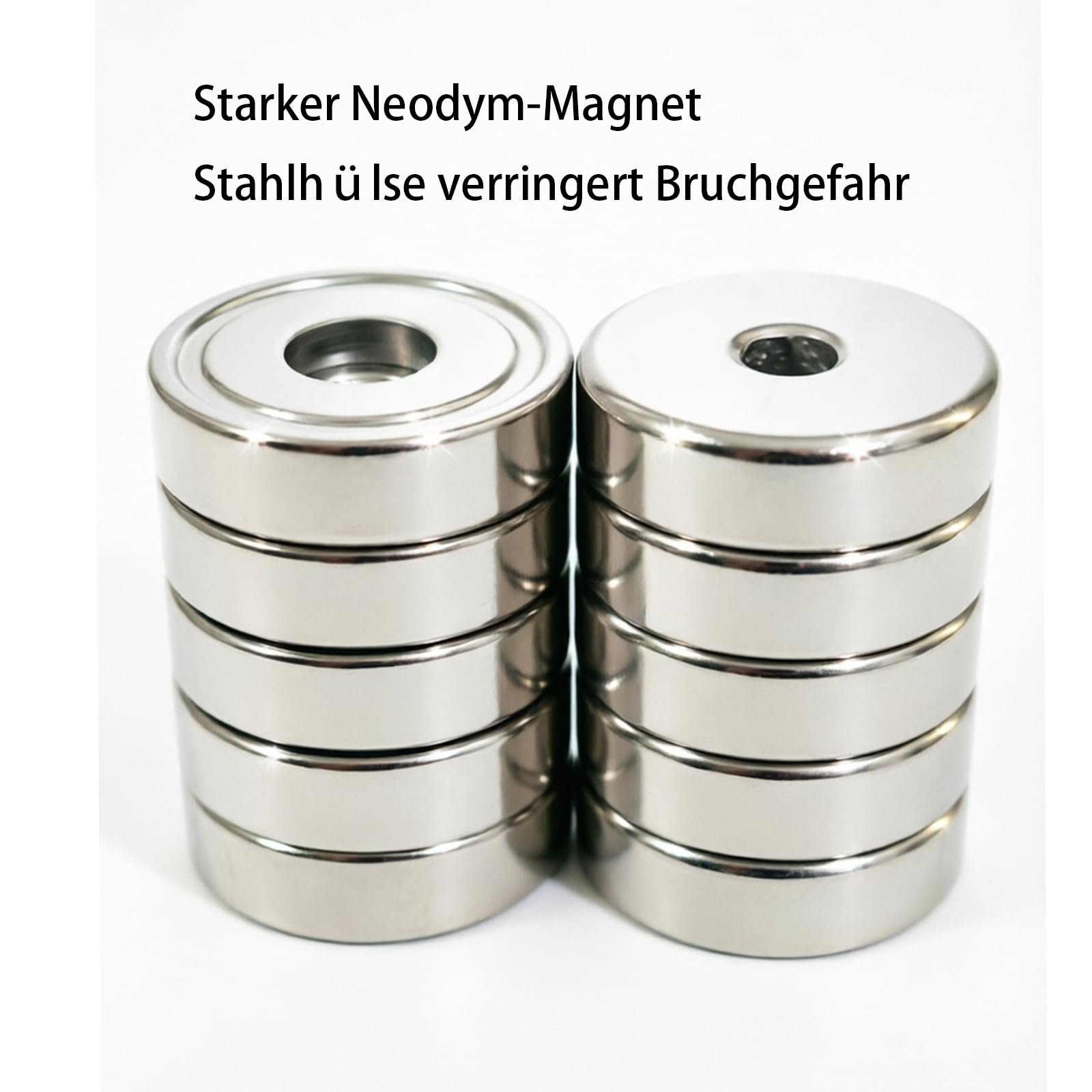 12 Stück Magnete mit Loch zum Verschrauben 25mm Starke Neodym Magnete Extra Stark mit Stahlhülse Topfmagnet Ni+Cu+Ni Beschichtet, für Büro, Werkstatt & Lager