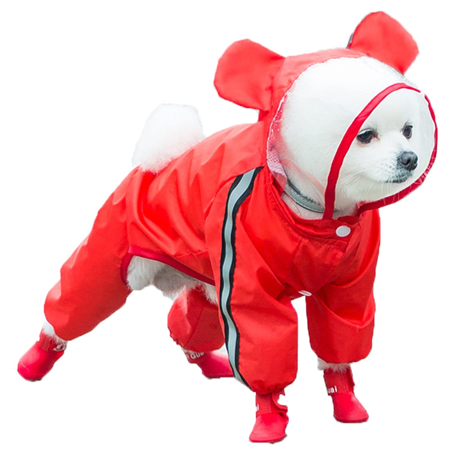 Chubasquero para perros con capucha impermeable de doble capa y diseño de abeja reflectante 8
