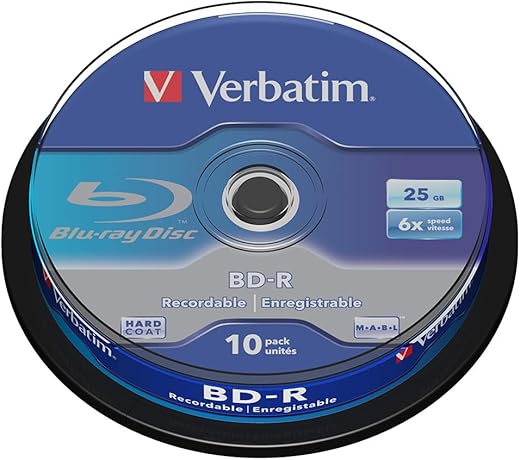 Verbatim Blu-ray BD-R Single Layer 25GB 6XScratchguard surf 10 Disc Pack