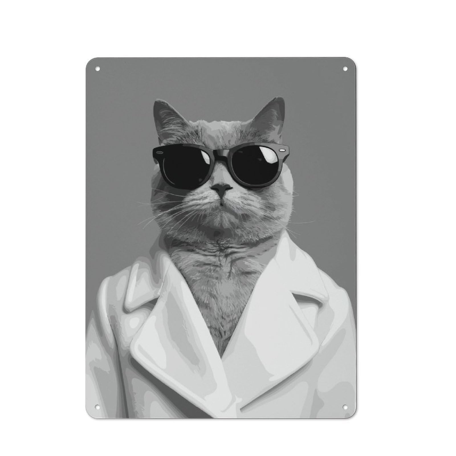 Junmoney Cat Animals Portrait Retro Metal Sign 40X30cm For Bar Or Restaurant, For Kitchen And Home Bar Decor, For Home Office And Studio Walls