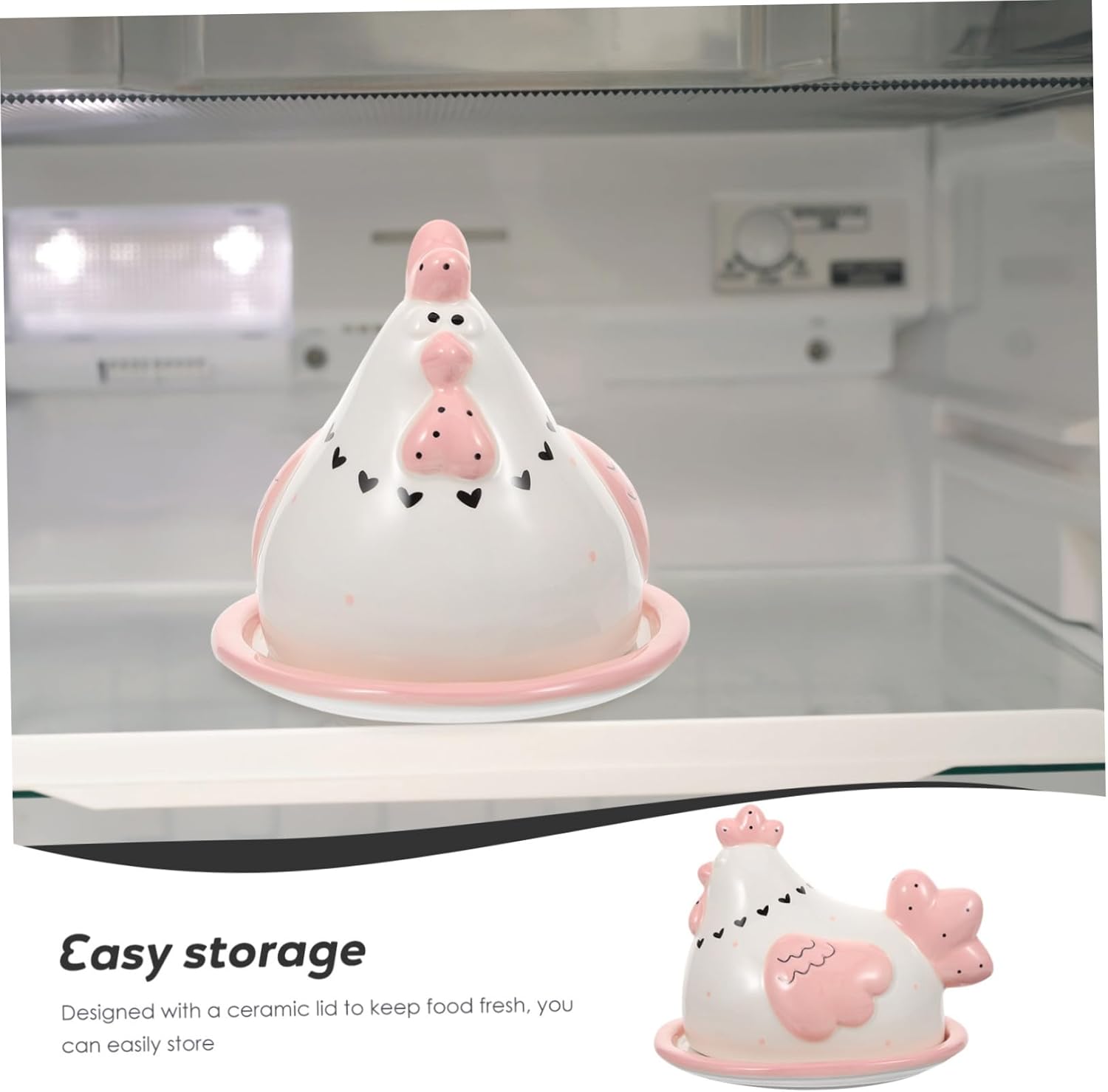 Angoily Delicate Butter Holder with Chicken Lid Household Cheese Plate and Storage Box for Freshness Cheese Dish for Easter and Everyday Use Stylish Covered Butter Keeper