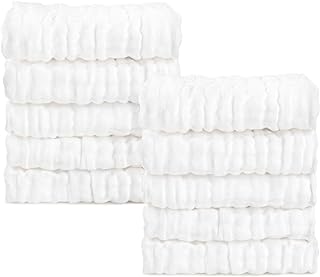 AIDEA Baby Washcloths and Burp Cloths, Absorbent Cotton Muslin Baby Towels, Large Soft Breathable Newborn Essentials for Boys and Girls, Newborn Essentials, White-10 Pack, 10"x10"