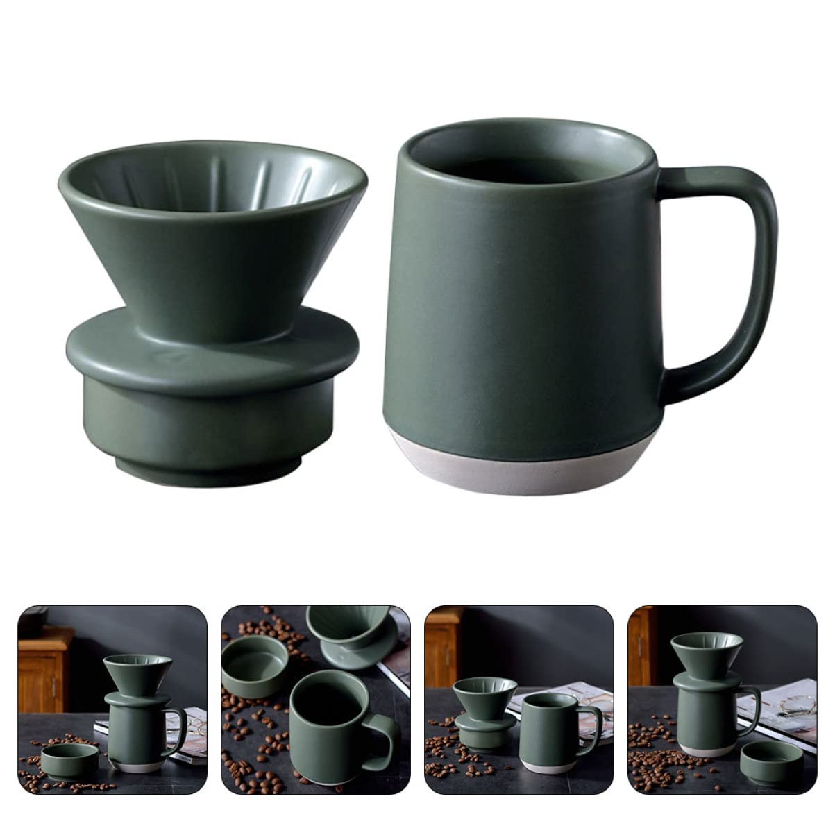 Taza de Café de Cerámica Filtro Fino Verde para Uso Doméstico