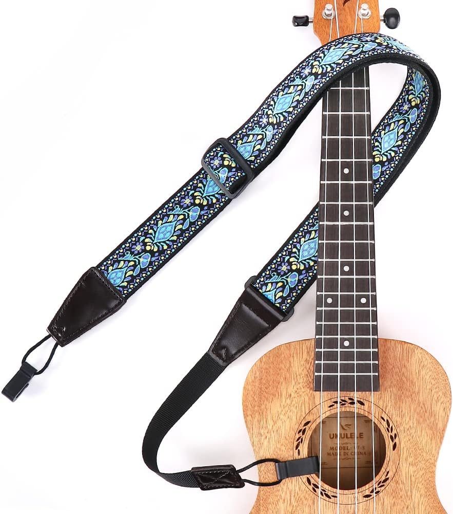Ukulele Strap No Drill, Eyeshot Adjustable Double J Hook Clip on Ukulele Shoulder Strap