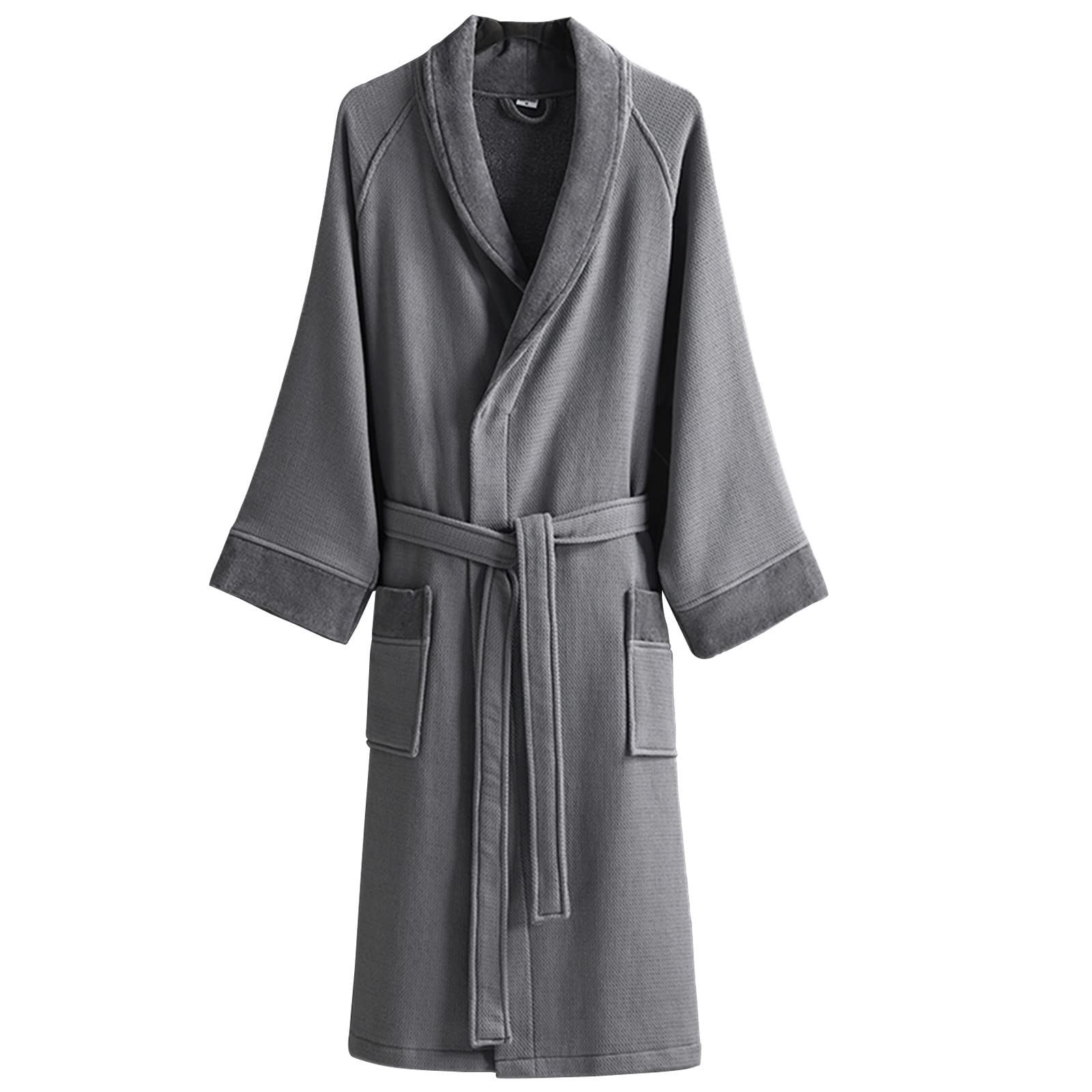 GHYUBYER Albornoz De Rizo De Algodón Unisex, Albornoz Largo Albornoz De Baño del Balneario del Hotel, Mujeres Y Hombres Albornoz, Suave, Absorbente, De Secado Rápido (Color : Dark Gray, Size : XL)