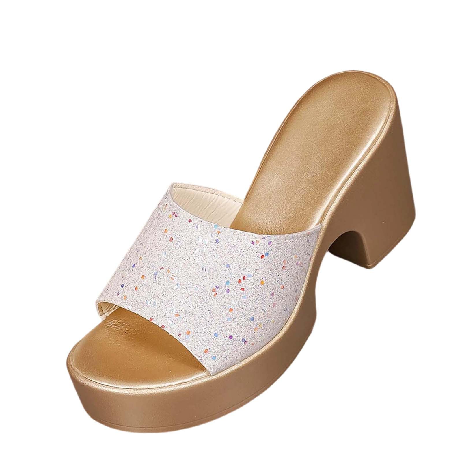Sandales à talons hauts femme nu-pieds paillettes style décontracté - 8