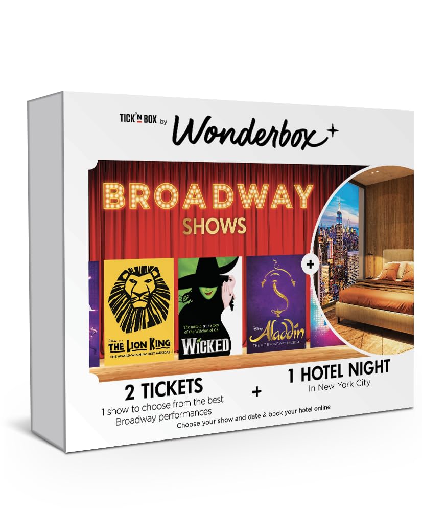 WONDERBOX – Experience Gift – Broadway Shows – 2 Tickets for The Broadway Show of Your Choice and 1 Hotel Night in New York– Easy and Fast Booking Online - Unique Broadway Show Gift Idea