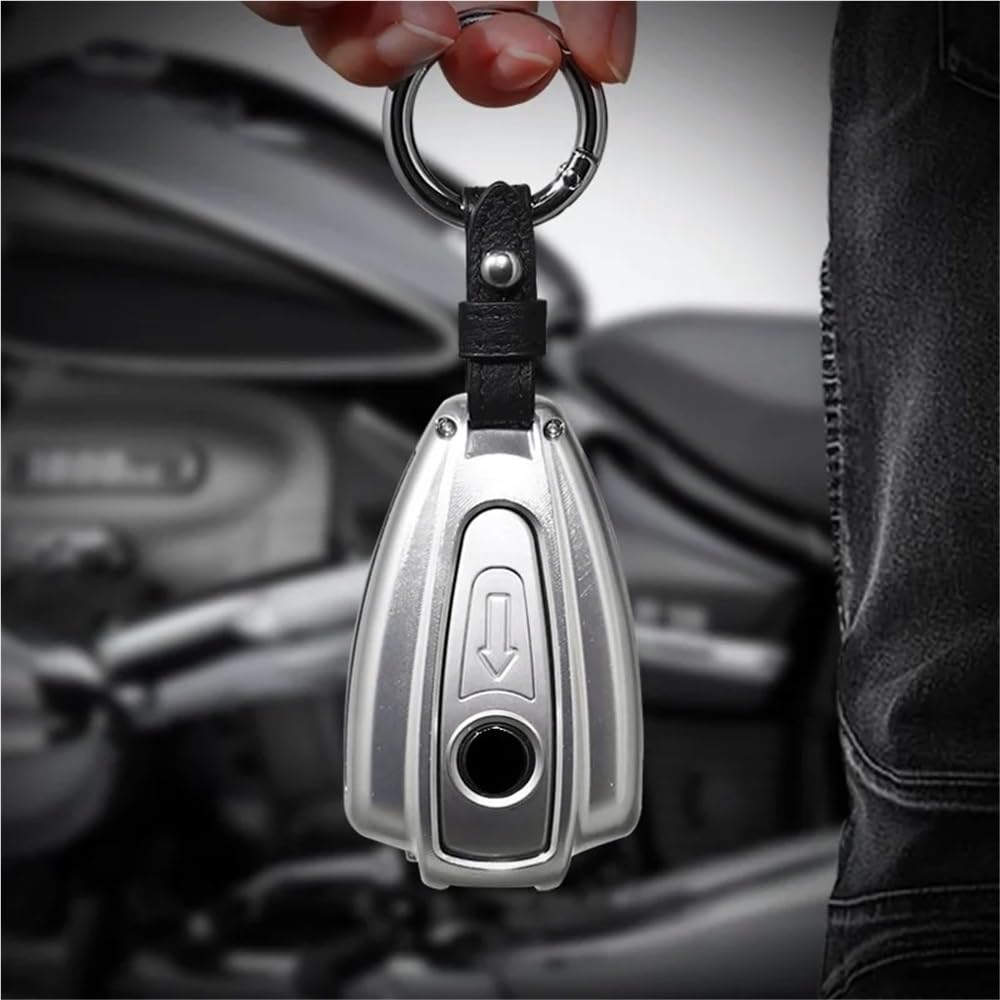 para Llave de Coche Carcasa de Aluminio para Llave con Control Remoto de Arranque para Motocicleta para R18 R1 R18B R 18(Silver)