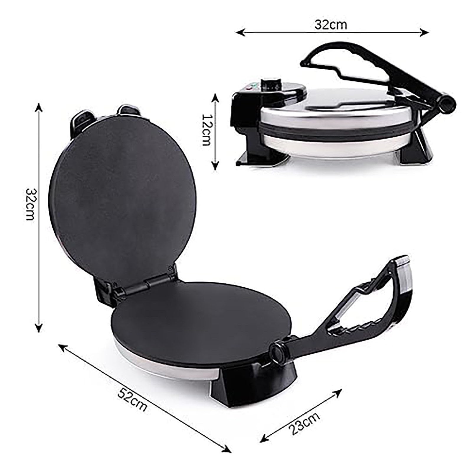 Crepera Antiadherente (12 Pulgadas), Máquina para Hacer Panqueques De 1800 W: Fabricación Pita, Calefacción De Doble Cara + Indicador Led, Haga Chapati/Tortilla FáCilmente