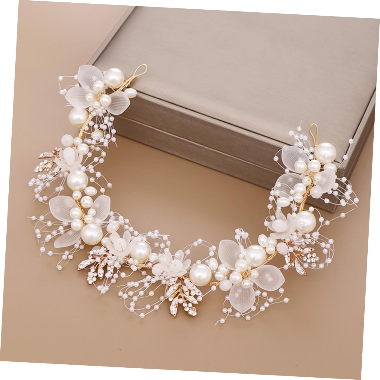 Beavorty 3piezas Diadema De Flores De Perlas Rhinestones Accesorios De Pelo Para Novia Tocado Nupcial Para Boda y Celebraciones