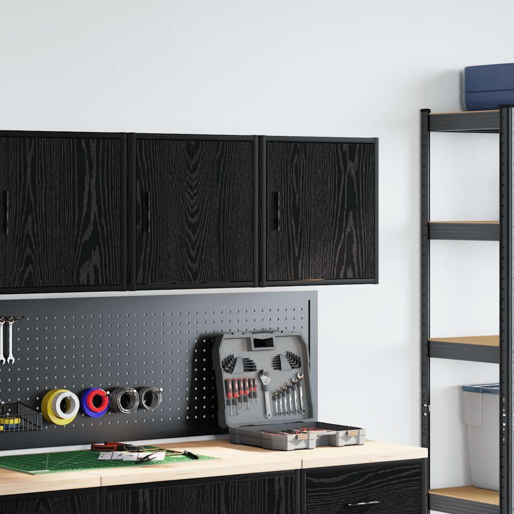 Générique Armoires murales de Garage 2 pcs Noir Bois d'ingénierie,Entreprise & Industrie,Stockage Industriel,Armoires industrielles,Noir,15.55 KG,860628