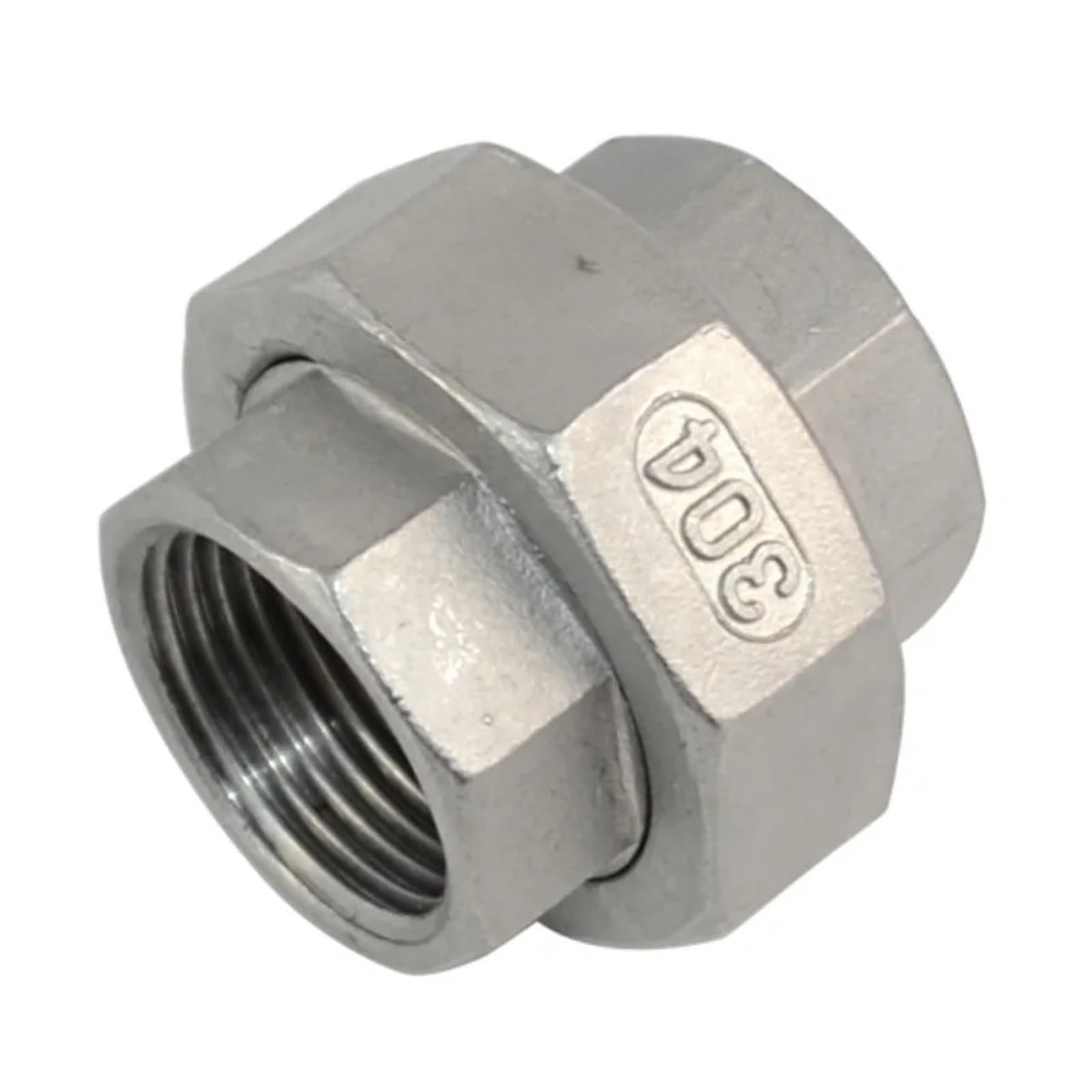 304 Stainless Steel Union Joint Coupling 1/4" 3/8" 1/2" 3/4" 1" 1-1/4" 1-1/2" 2" BSP Female Male Thread Cast Pipe Fitting(3/4")