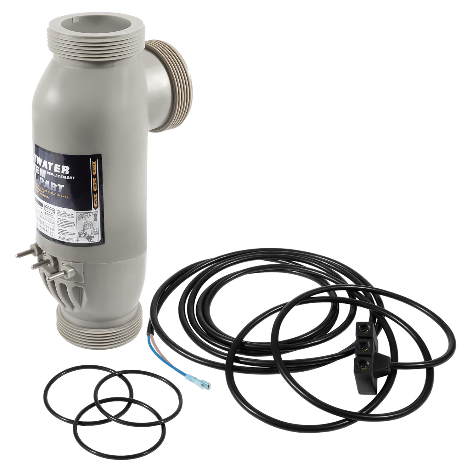 Remplacement de cellules salines R0452400 pour Zodiac Jandy AquaPure PLC1400 APURE 1400 PLC 700 APURE 700 – Plaques en titane à 14 lames, cordon d'alimentation de 4,8 m, 3 joints toriques, cellule à