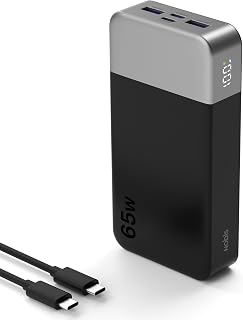 NOBIS Power Bank 65W 20000mah Bateria Externa Carga Rapida | PD/QC, Battery Portatil, 2 USB-C y 2 USB-A, Cargador Portátil, Pantalla Digital, para Portátiles y Teléfono