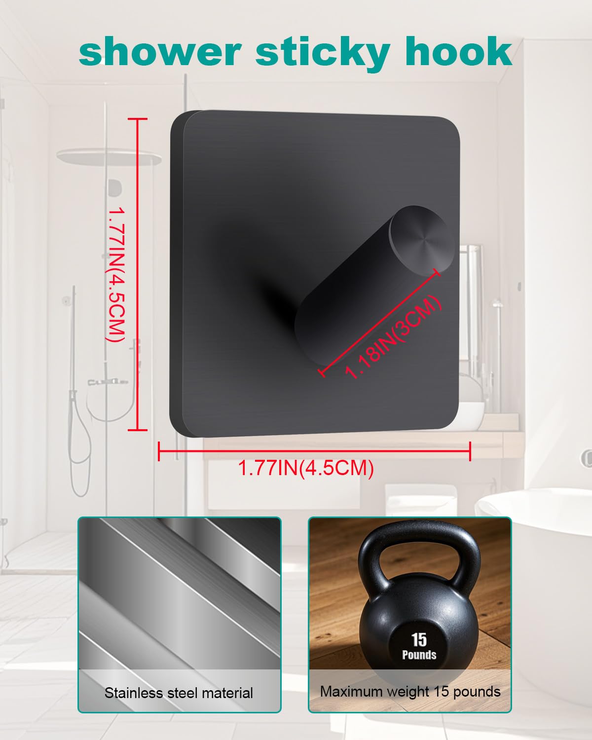 Doccia gancios appiccicoso,set di 6 ganci adesivi da parete,ganci impermeabili per parete doccia,camere da letto,soggiorni,cucine, dormitorio,bagni gancis appiccicosi